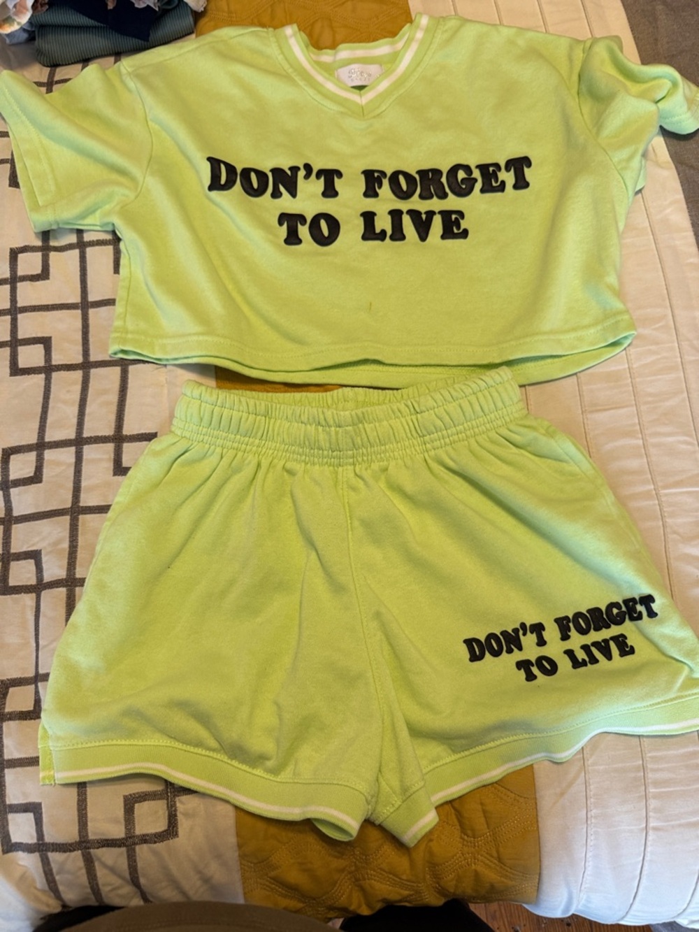 Don’t Forget To Live Lime Green Two-Piece Lounge Set